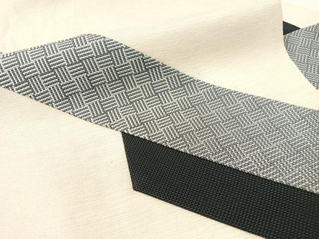 平和屋着物●九寸名古屋帯　紬地　切嵌　斜線文　銀糸　正絹　逸品　CABG1719vp