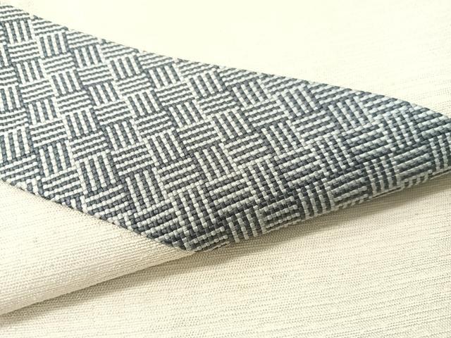 平和屋着物●九寸名古屋帯　紬地　切嵌　斜線文　銀糸　正絹　逸品　CABG1719vp