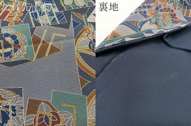 平和屋着物●全通柄　九寸名古屋帯　源氏香　桐花蝶文　金彩　鬼しぼ縮緬　正絹　逸品　CABG1721vp