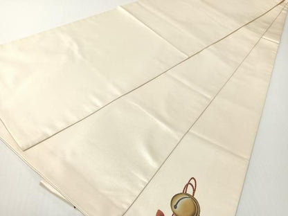 平和屋着物●太鼓柄袋帯　作家物　手描き　猫　正絹　逸品　CABG1723vp