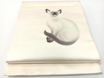 平和屋着物●太鼓柄袋帯　作家物　手描き　猫　正絹　逸品　CABG1723vp