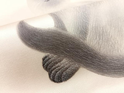平和屋着物●太鼓柄袋帯　作家物　手描き　猫　正絹　逸品　CABG1723vp