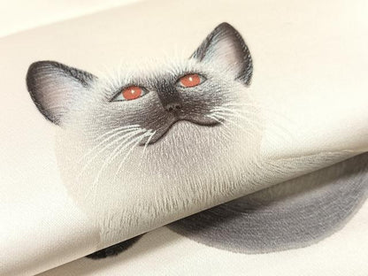 平和屋着物●太鼓柄袋帯　作家物　手描き　猫　正絹　逸品　CABG1723vp