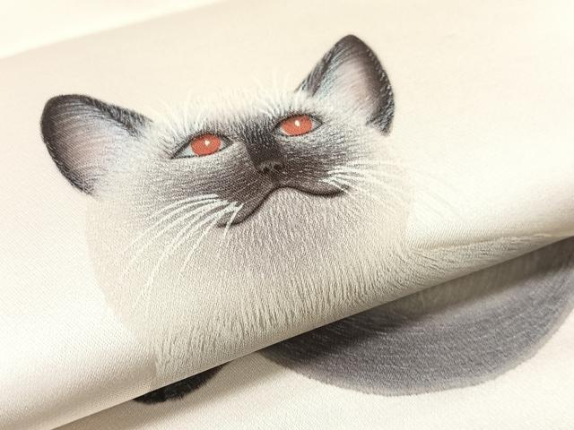 平和屋着物●太鼓柄袋帯　作家物　手描き　猫　正絹　逸品　CABG1723vp