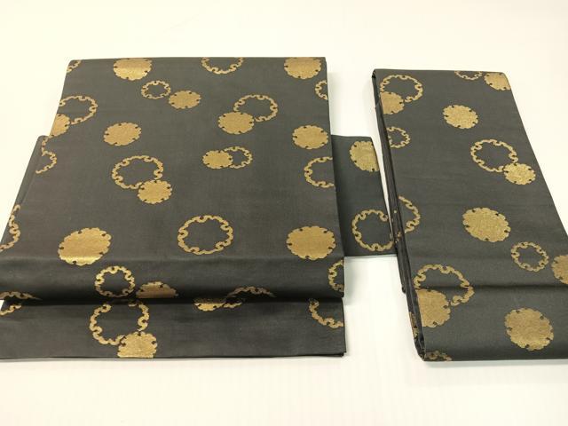 平和屋着物●つけ帯　雪輪文様　金糸　正絹　逸品　CABG1726vp