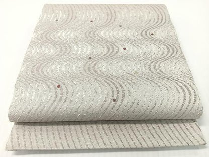 平和屋着物●両面　六通柄袋帯　よろけ縞　金糸　正絹　逸品　CABG1730vp