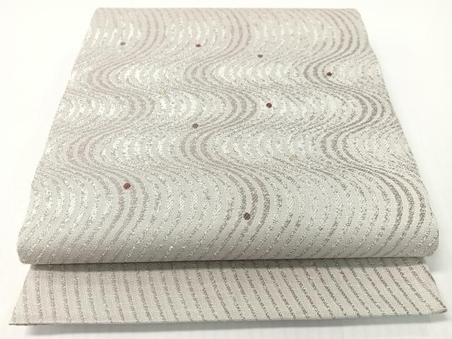 平和屋着物●両面　六通柄袋帯　よろけ縞　金糸　正絹　逸品　CABG1730vp