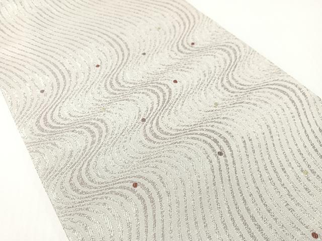 平和屋着物●両面　六通柄袋帯　よろけ縞　金糸　正絹　逸品　CABG1730vp