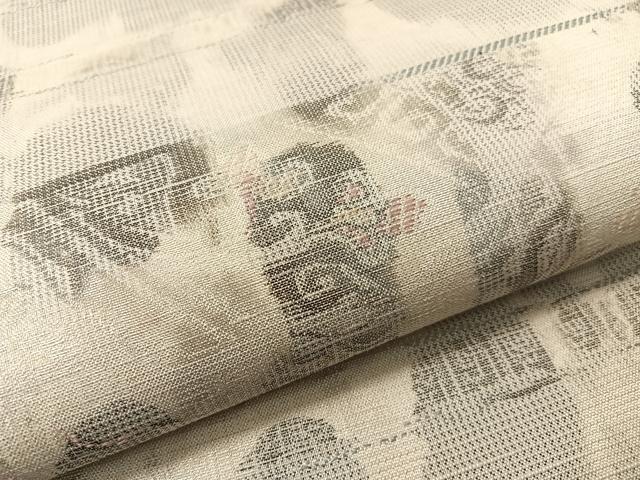 平和屋着物▽六通柄袋帯　スリーシーズン　春夏秋　更紗横段文　銀糸　正絹　逸品　CABG1733vp