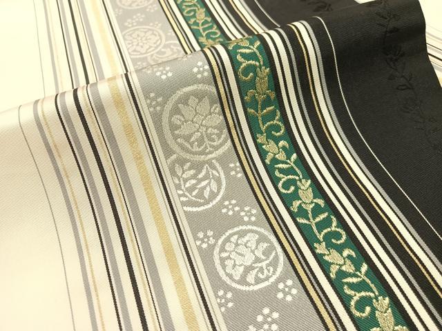 平和屋着物●本場筑前博多織　全通柄　九寸名古屋帯　花唐草間道　金糸　正絹　逸品　CABG1739vp
