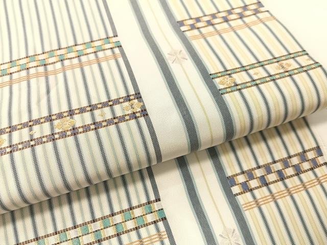 平和屋着物●本場筑前博多織　八寸名古屋帯　雅間道文　金糸　正絹　逸品　CABG1740vp