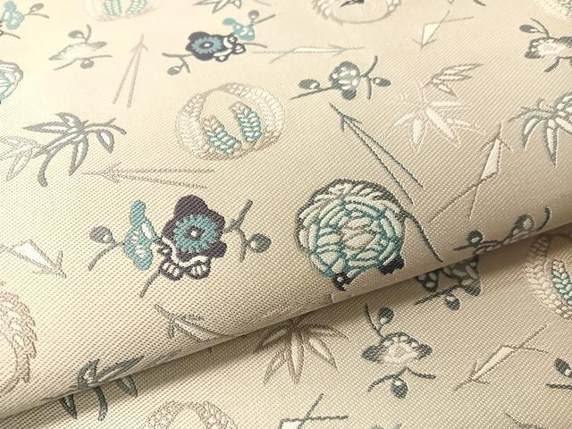 平和屋着物●六通柄袋帯　紹巴紅型　吉祥花文　正絹　逸品　CABG1741vp