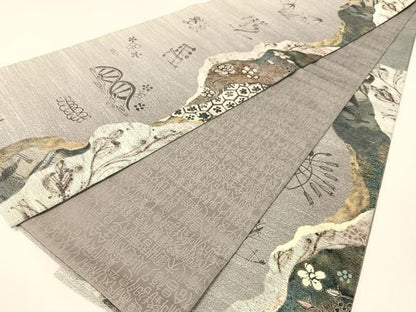 平和屋着物●西陣　とみや織物謹製　とみや帯　両面　六通柄袋帯　点描織　道長吉祥花文　正絹　逸品　未使用　CABG1746vp