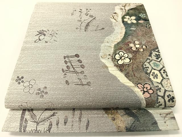 平和屋着物●西陣　とみや織物謹製　とみや帯　両面　六通柄袋帯　点描織　道長吉祥花文　正絹　逸品　未使用　CABG1746vp