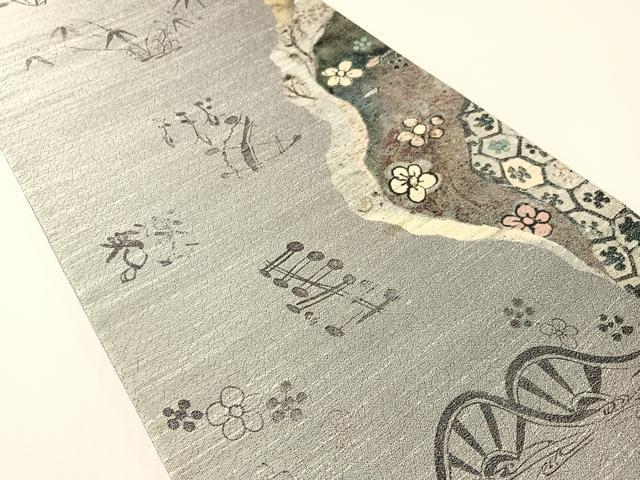 平和屋着物●西陣　とみや織物謹製　とみや帯　両面　六通柄袋帯　点描織　道長吉祥花文　正絹　逸品　未使用　CABG1746vp
