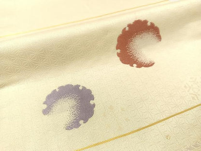 平和屋着物●六通柄京袋帯　雪輪横段文　正絹　逸品　CABG1748vp