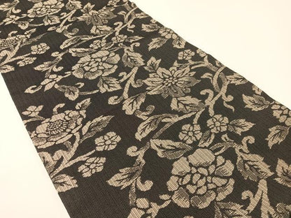 平和屋着物●九寸開き名古屋帯　更紗唐草文　正絹　逸品　未使用　CABG1753vp