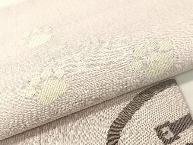 平和屋着物●九寸名古屋帯　紬地　犬　肉球　正絹　逸品　CABG1757vp