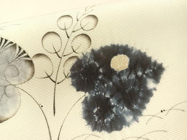 平和屋着物●日本工芸会正会員　福村廣利　絵絞庵　太鼓柄袋帯　手描き　絞り　辻が花　金通し地　正絹　逸品　CABG1763vp