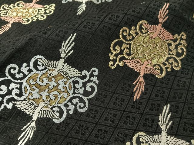 平和屋着物●六通柄袋帯　唐織　鳳凰唐草菱文　黒地　金糸　正絹　逸品　CABG1767vp