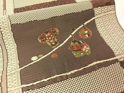 平和屋着物●本場筑前博多織　八寸名古屋帯　唐織　市松玩具花間道　正絹　逸品　CABG1768vp