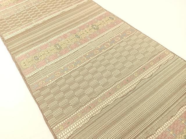 平和屋着物●本場筑前博多織　八寸名古屋帯　横段吉祥文　正絹　逸品　CABG1769vp