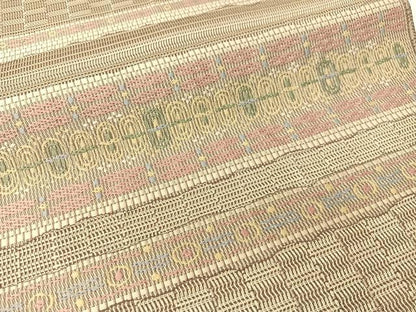 平和屋着物●本場筑前博多織　八寸名古屋帯　横段吉祥文　正絹　逸品　CABG1769vp
