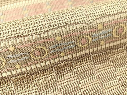 平和屋着物●本場筑前博多織　八寸名古屋帯　横段吉祥文　正絹　逸品　CABG1769vp