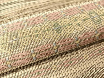 平和屋着物●本場筑前博多織　八寸名古屋帯　横段吉祥文　正絹　逸品　CABG1769vp