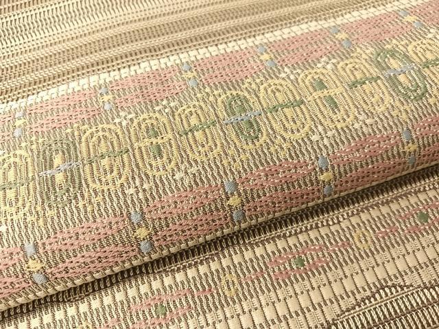 平和屋着物●本場筑前博多織　八寸名古屋帯　横段吉祥文　正絹　逸品　CABG1769vp