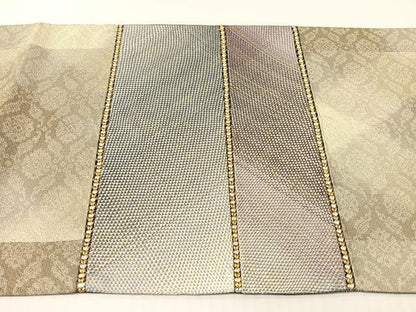 平和屋着物●両面　太鼓柄袋帯　組織　金糸　正絹　逸品　CABG1771vp