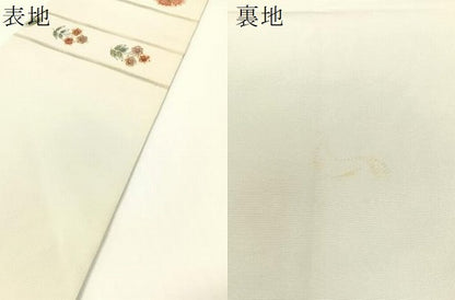 平和屋着物●塩瀬　九寸名古屋帯　更紗横段文　金彩　正絹　逸品　CABG1773vp