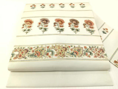 平和屋着物●塩瀬　九寸名古屋帯　更紗横段文　金彩　正絹　逸品　CABG1773vp
