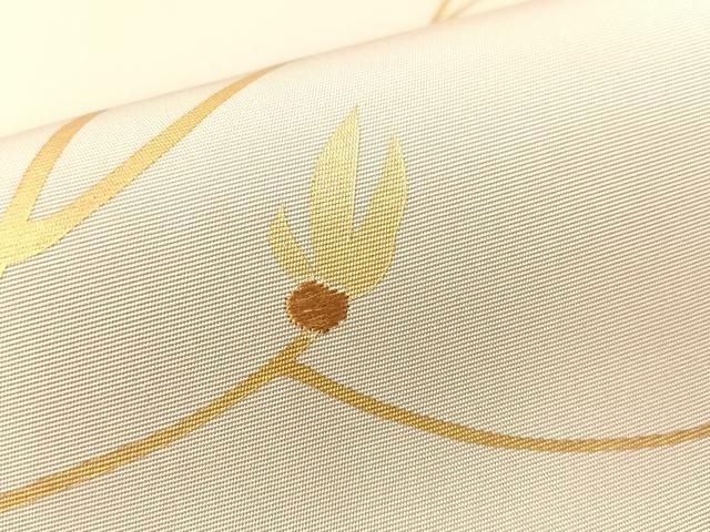 平和屋着物●塩瀬　九寸名古屋帯　竹屋町刺繍　枝花文　金彩　正絹　逸品　CABG1775vp