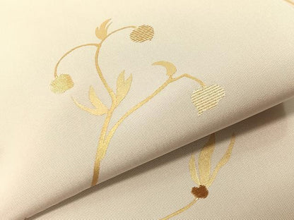 平和屋着物●塩瀬　九寸名古屋帯　竹屋町刺繍　枝花文　金彩　正絹　逸品　CABG1775vp