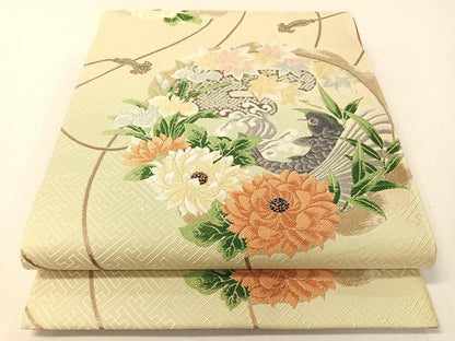 平和屋着物●現代アンティーク　貝島はるみ　綺麗伝説　六通柄袋帯　唐織　鯉　金糸　正絹　逸品　CABG1783vp