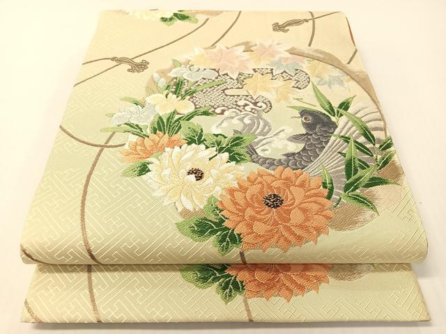 平和屋着物●現代アンティーク　貝島はるみ　綺麗伝説　六通柄袋帯　唐織　鯉　金糸　正絹　逸品　CABG1783vp