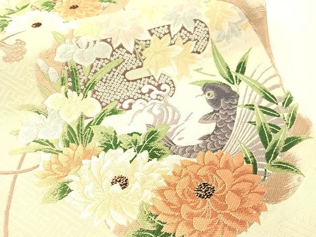 平和屋着物●現代アンティーク　貝島はるみ　綺麗伝説　六通柄袋帯　唐織　鯉　金糸　正絹　逸品　CABG1783vp