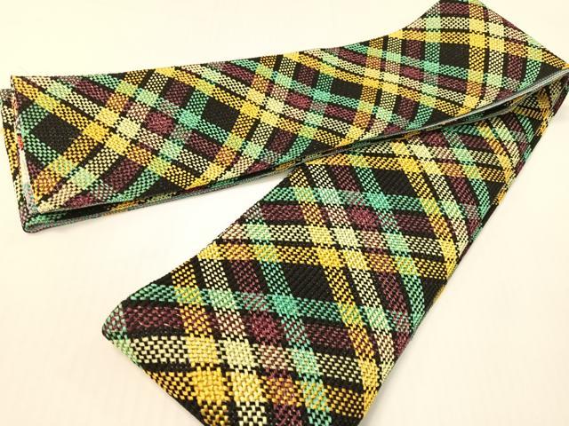 平和屋着物●両面　半幅帯　組織　金糸　さが美扱い　正絹　逸品　CABG1786vp
