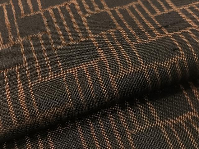 平和屋着物●両面　半幅帯　紬地　幾何学文様　黒地　さが美扱い　正絹　逸品　CABG1792vp