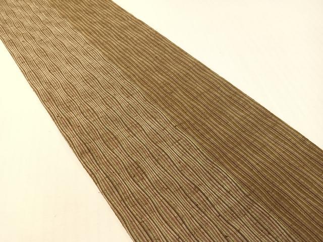 平和屋着物●両面　半幅帯　紬地　幾何学文様　黒地　さが美扱い　正絹　逸品　CABG1792vp
