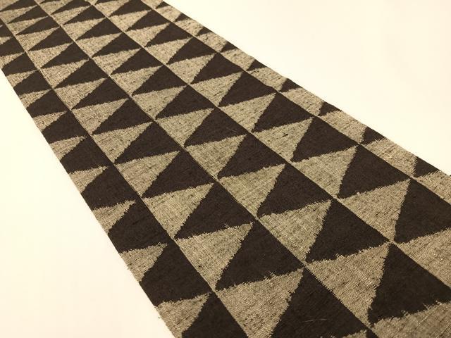 平和屋着物●両面　半幅帯　紬地　鱗文様　さが美扱い　正絹　逸品　CABG1794vp