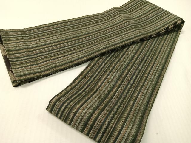 平和屋着物●両面　半幅帯　紬地　鱗文様　さが美扱い　正絹　逸品　CABG1794vp