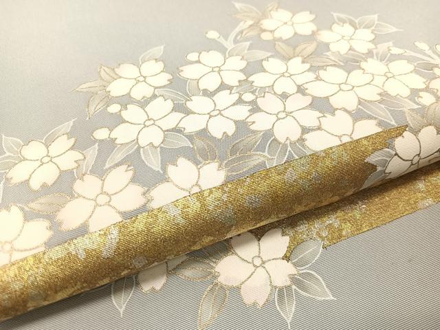 平和屋着物●塩瀬　九寸名古屋帯　霞舞桜　金銀彩　正絹　逸品　CABG1799vp