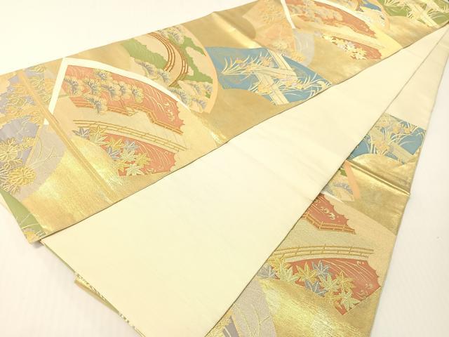 平和屋着物●西陣　川島織物　本金　六通柄　本袋帯　地紙風景文　正絹　逸品　CABG1801vp