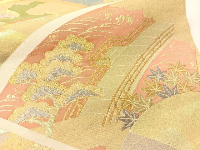 平和屋着物●西陣　川島織物　本金　六通柄　本袋帯　地紙風景文　正絹　逸品　CABG1801vp