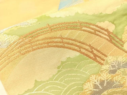 平和屋着物●西陣　川島織物　本金　六通柄　本袋帯　地紙風景文　正絹　逸品　CABG1801vp