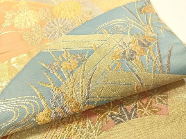 平和屋着物●西陣　川島織物　本金　六通柄　本袋帯　地紙風景文　正絹　逸品　CABG1801vp