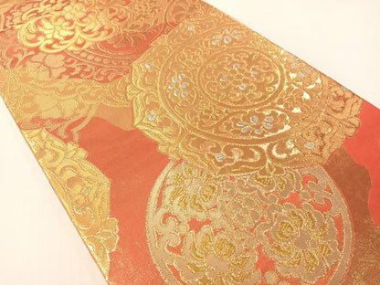 平和屋着物●西陣　川島織物　丸帯　正倉院花文　金糸　三越扱い　正絹　逸品　CABG1802vp