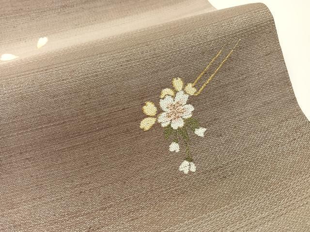 平和屋着物●両面　全通柄袋帯　紬地　花簪　月の満ち欠け　銀通し地　正絹　逸品　未使用　CABG1809vp